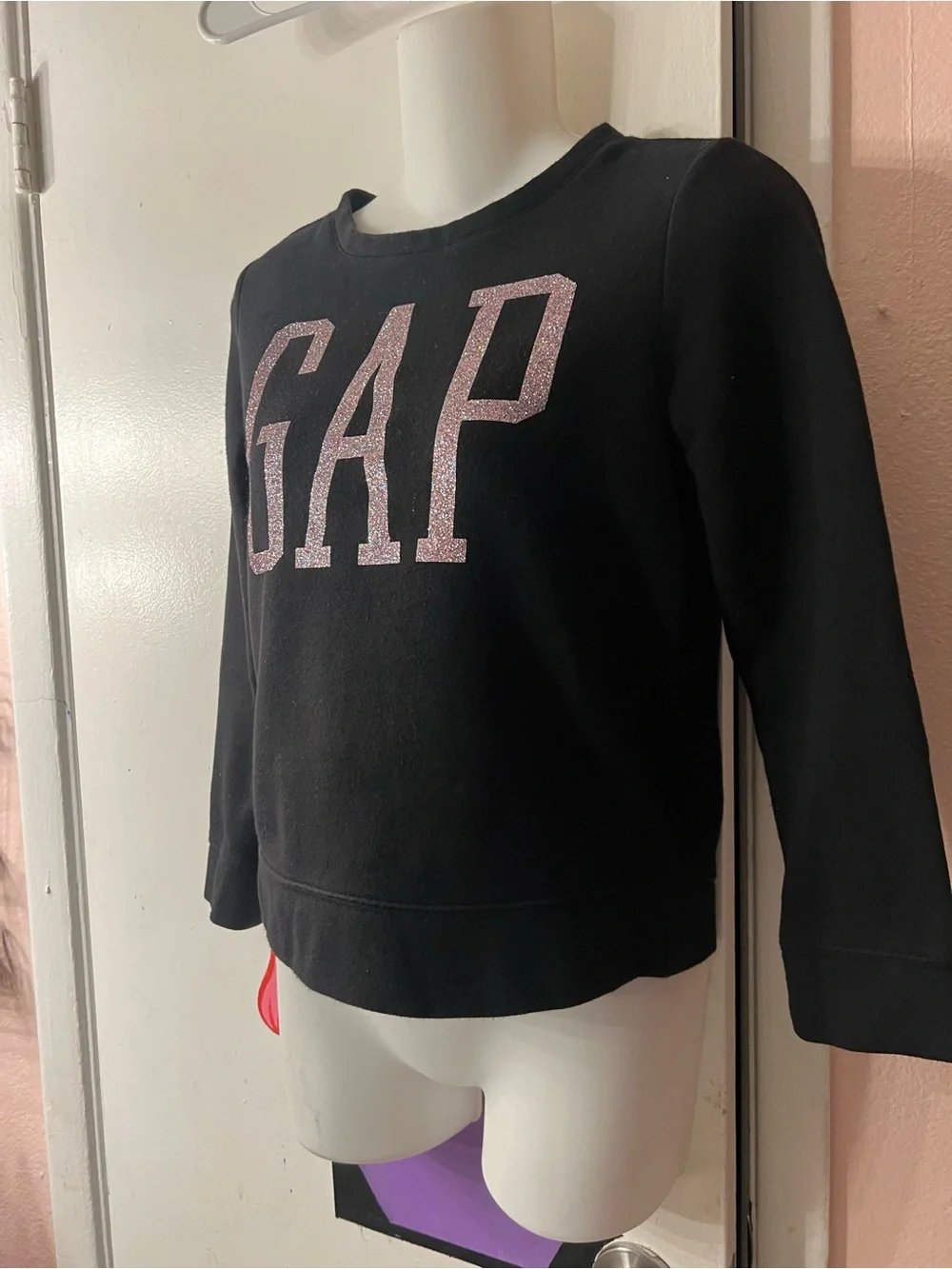 GAP Black Sweatshirt with Pink Glitter Logo